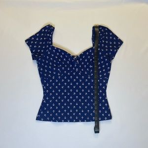 Unique Vintage Polka Dot Short Sleeved Shirt (S)